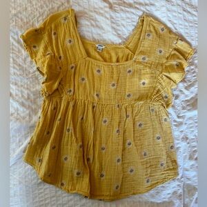 Cute yellow floral maternity top